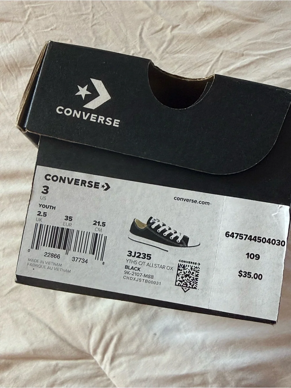 Converse Kids Black and White Canvas Low Top Sneakers